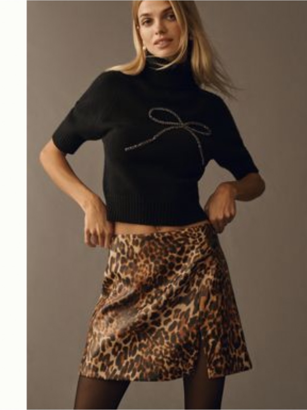 Nwt Maeve Gemma faux leather Leopard Print A-Line Mini Skirt